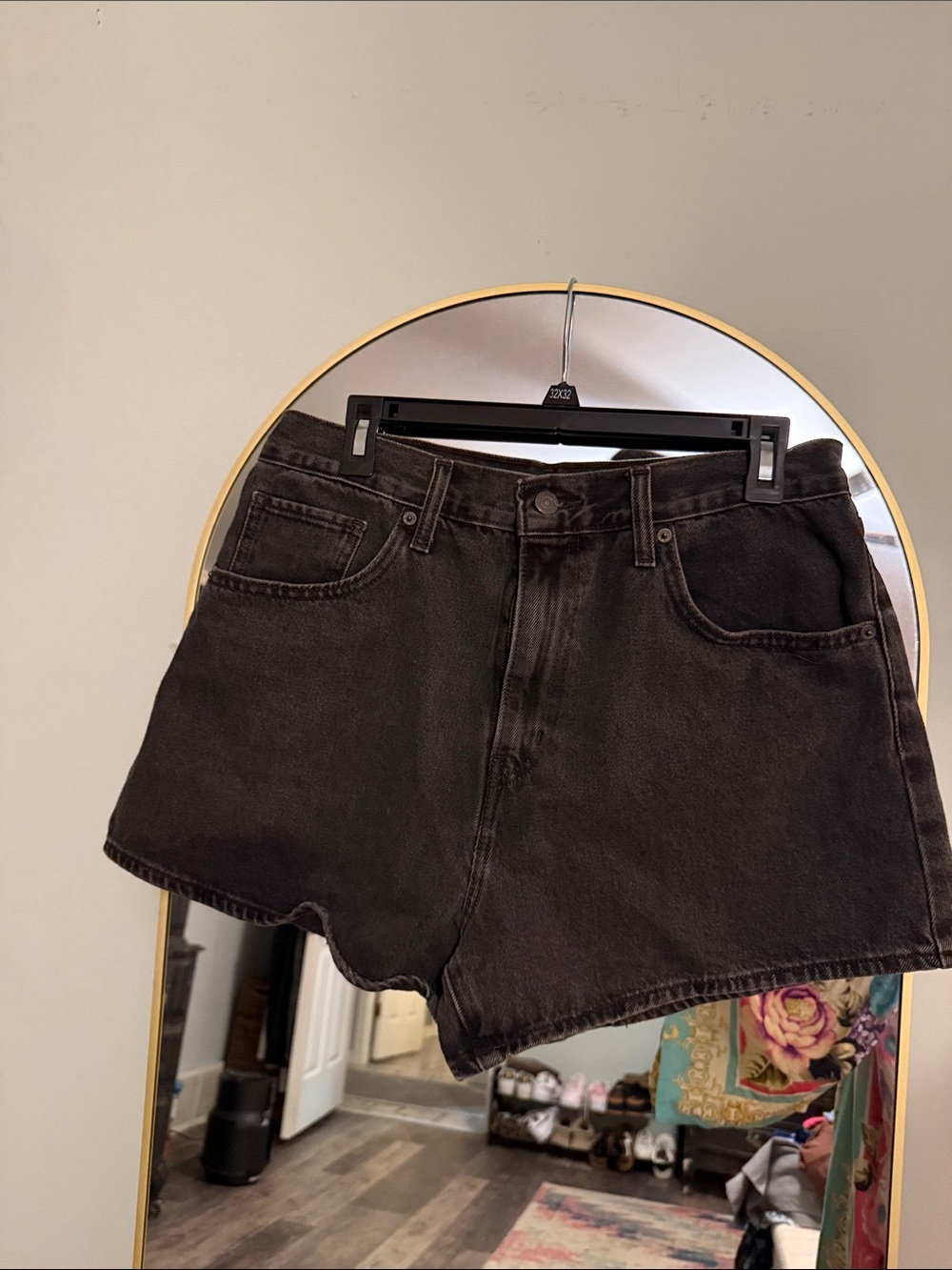 Levi's Black Washed Denim Shorts